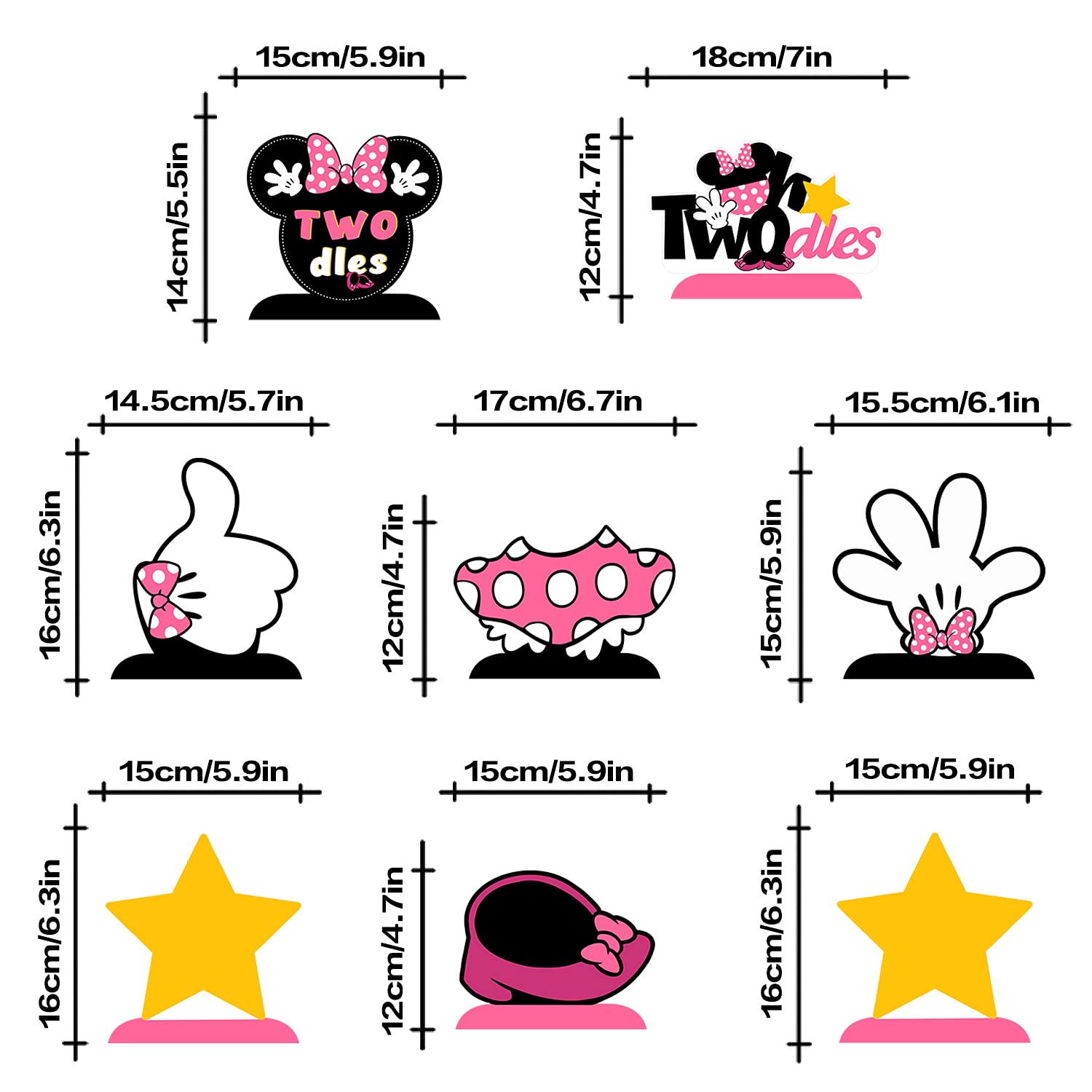LINGTEER Oh Twodles Birthday Table Honeycomb Centerpieces - Cheers to Girls 2nd Birthday Kids Two Years Old Mouse Themed Party Decorations Sign.