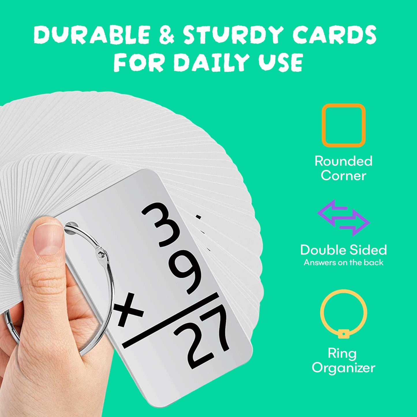 Star Right Multiplication Flash Cards - 169 Hole-Punched Math Study Multiplication Cards with 2 Binder Rings - Times Tables Practice Set for Kids Ages