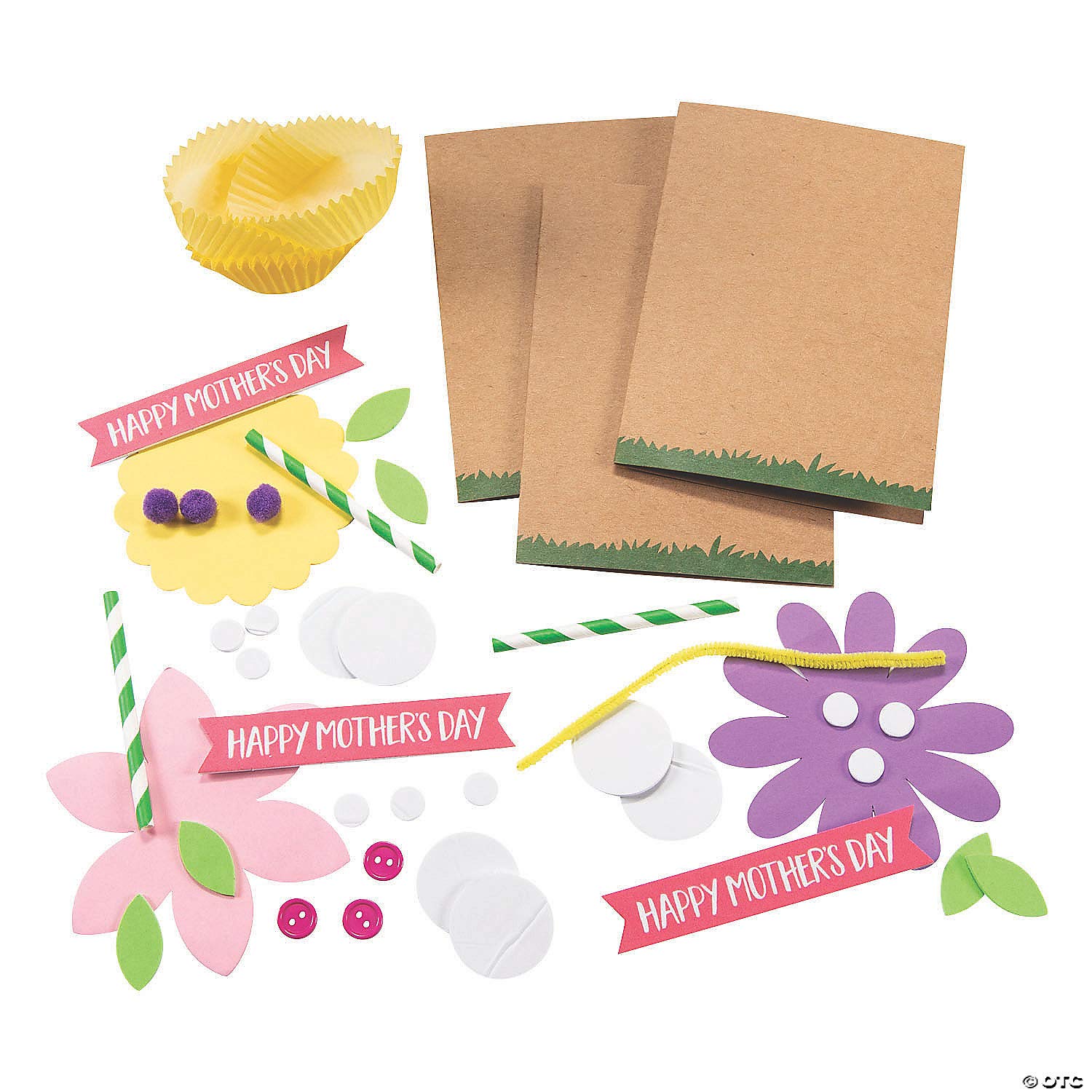 Fun Express Card Making Kit for Kids - Spring Crafts Flower Bouquet DIY Set Makes 12 Cards | Mothers Day Crafts for Kids Classroom | Greeting Card