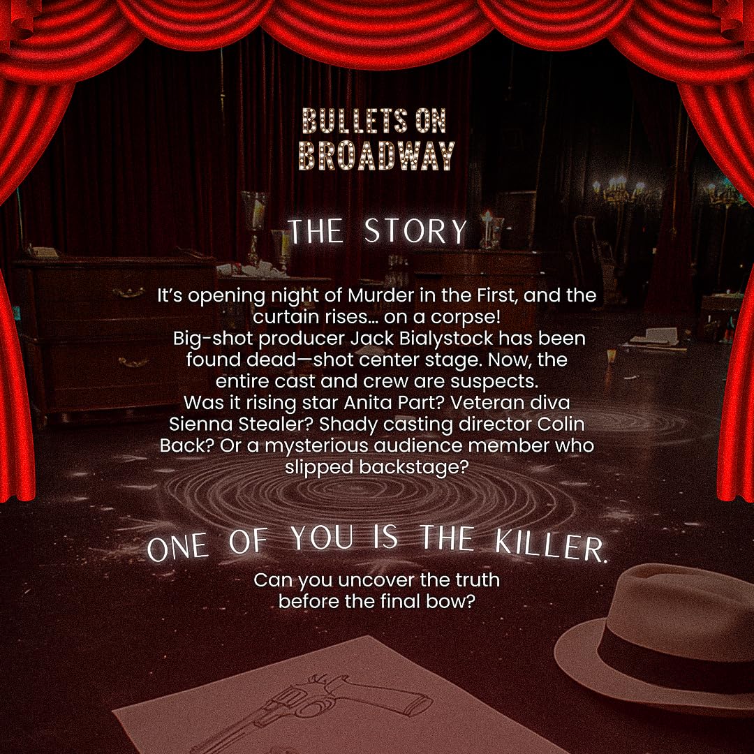 Bullets On Broadway Murder Mystery Game | Murder Mystery Dinner Party Kit | Broadway Mystery Game for Adults and Teens | Interactive Detective Dinner
