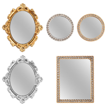 SAMCAMI Dollhouse Accessories Mini Mirror, 1/12 Scale Doll House Accessories and Furniture, Miniature Dollhouse Mirror, 5 Pieces