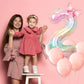 Number 2 40 Inch Rainbow Star Gradient Giant Number Balloon & Mini Bow Balloon Foil Mylar Number Balloons Children's Birthday Girl Party Anniversary