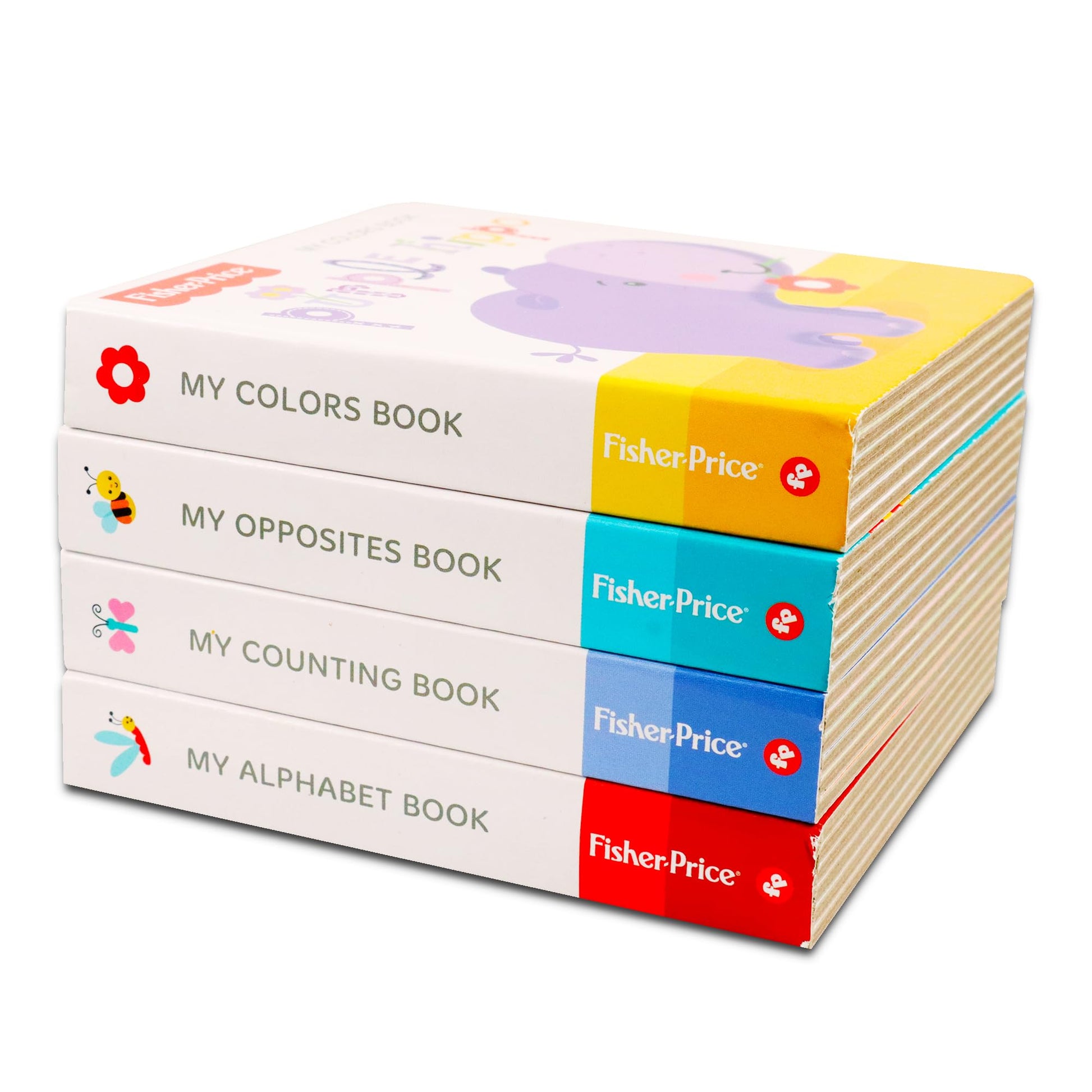 Fisher-Price My First Books Set of 4 Board Books: ABC, Colors, Numbers, Opposites for Toddlers