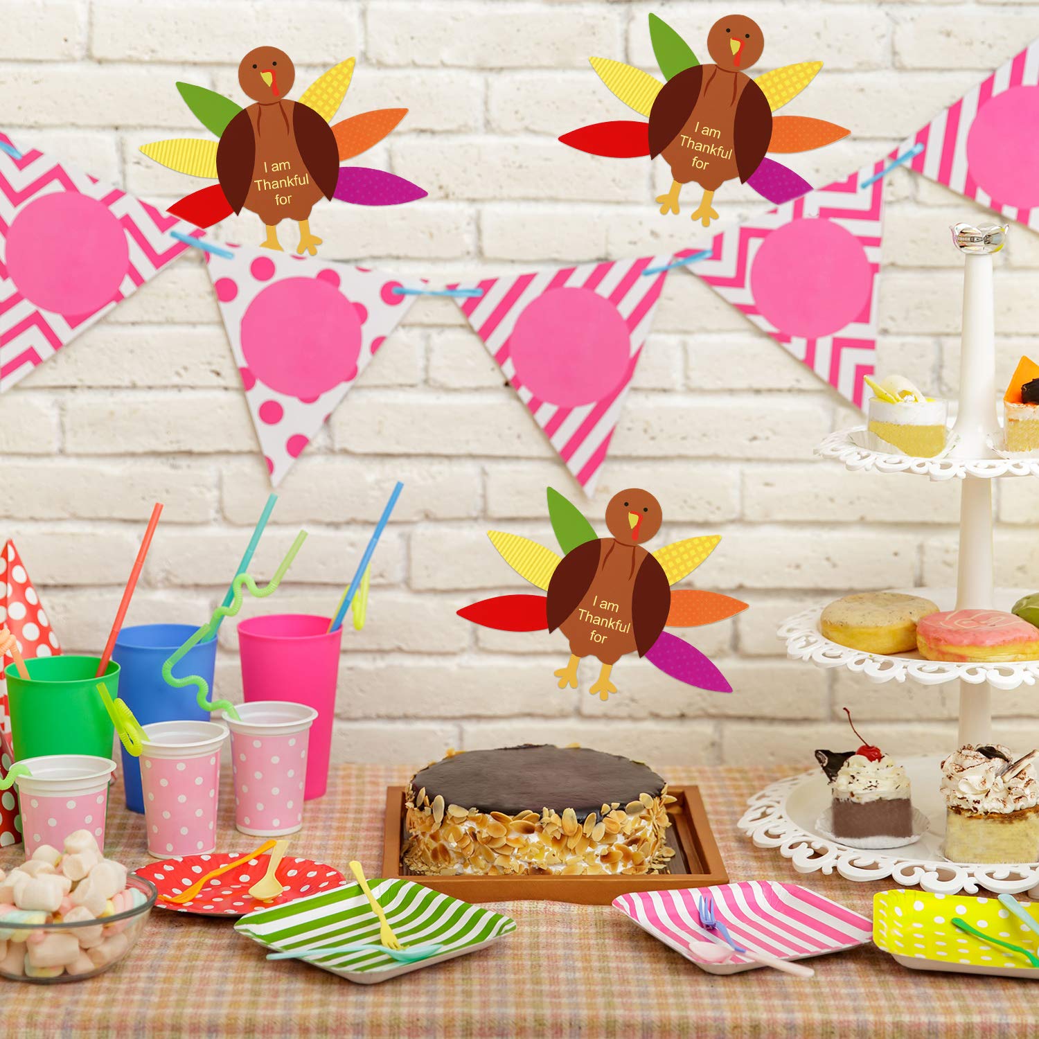 Gejoy 56 Pieces Thanksgiving Turkey Craft Kits DIY Turkey Thanksgiving Party School Activities Decoration Supplies, Makes Up to 8 Turkeys(Brown