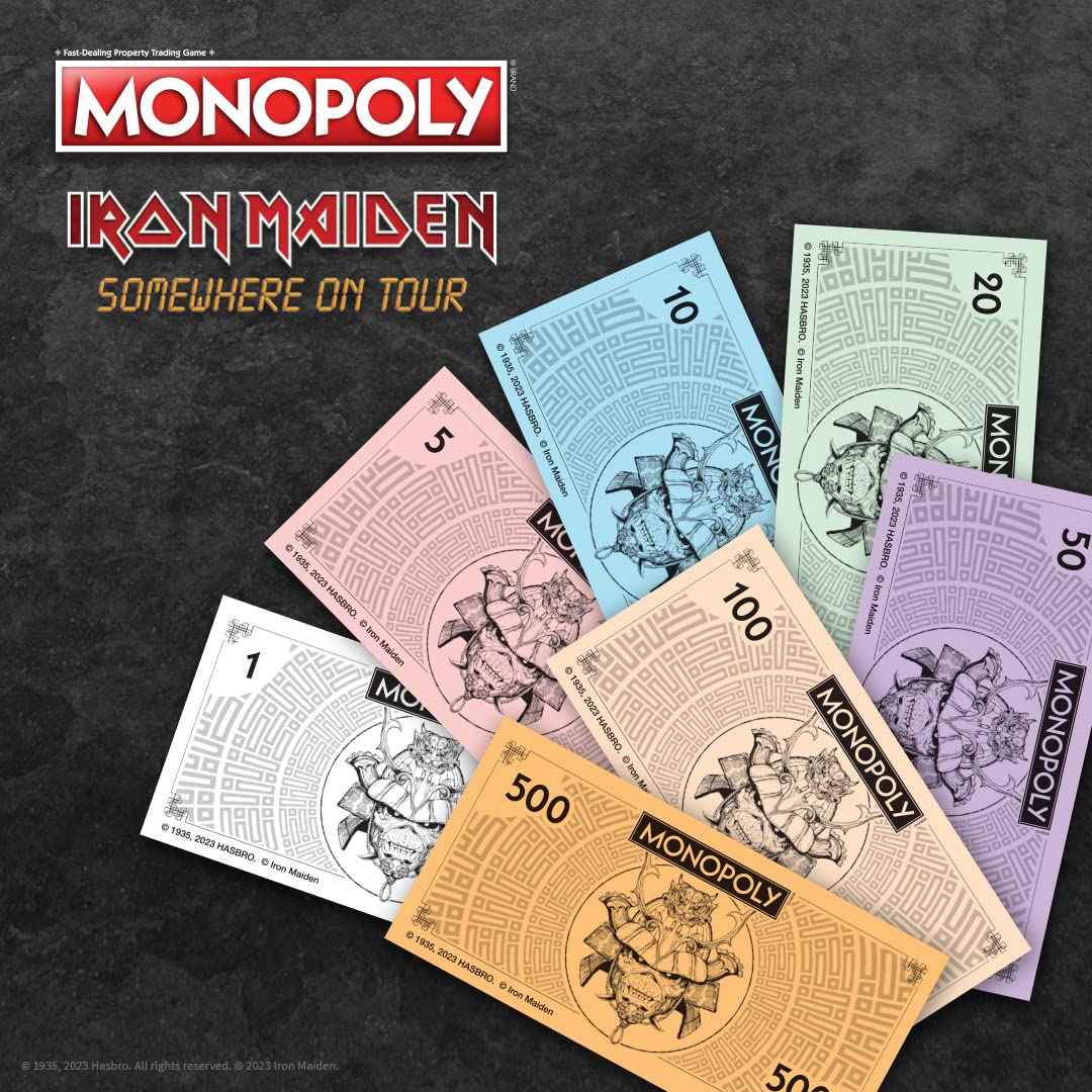 Monopoly Iron Maiden | Play as Bruce’s Lantern, Guitar Amp Stack, Nicko’s Drum Kit, and More | Officially Licensed Collectible Game Honoring British