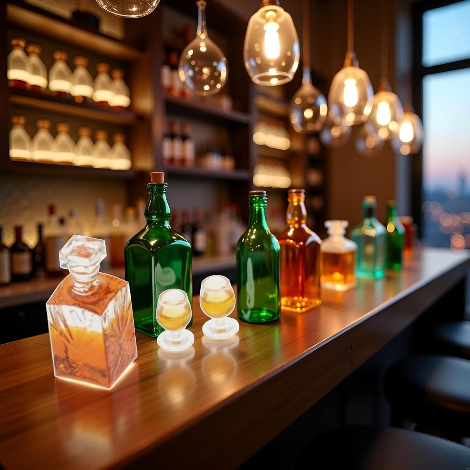 2 Set 1:12 Scale Dollhouse Miniature Accessories Whiskey Wine Bottle Bar Model Convenient and Nice Dollhouse Decor