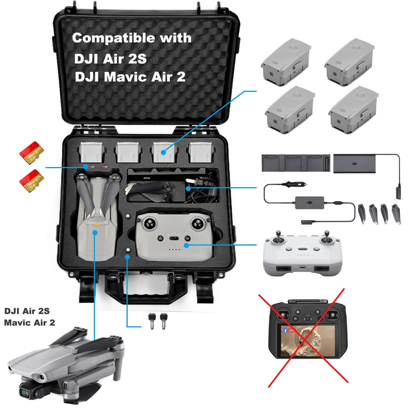 Lekufee Carrying Case Compatible with New DJI Air 2S Drone or DJI Mavic Air 2 Drone Quadcopter and More Mavic Air 2 Accessories(Not Include Drones and