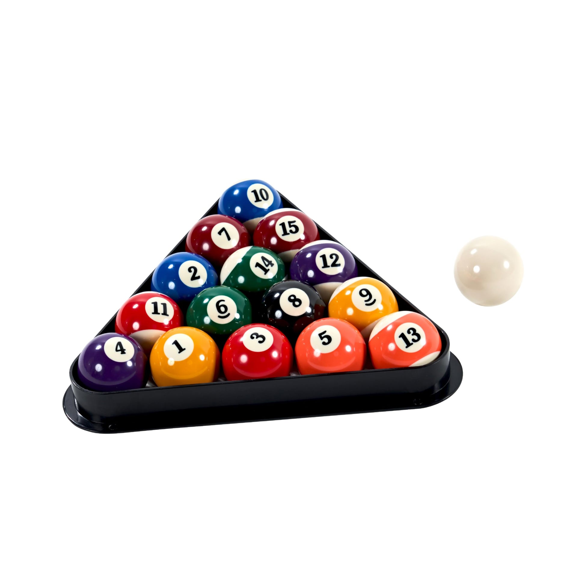 Barrington Billiards 16-Piece Pool Ball Set with Triangle Rack, 2-1/4 Inch Complete Regulation Set, 7 Solid, 7 Striped, 1 Black Eight-Ball, 1 White