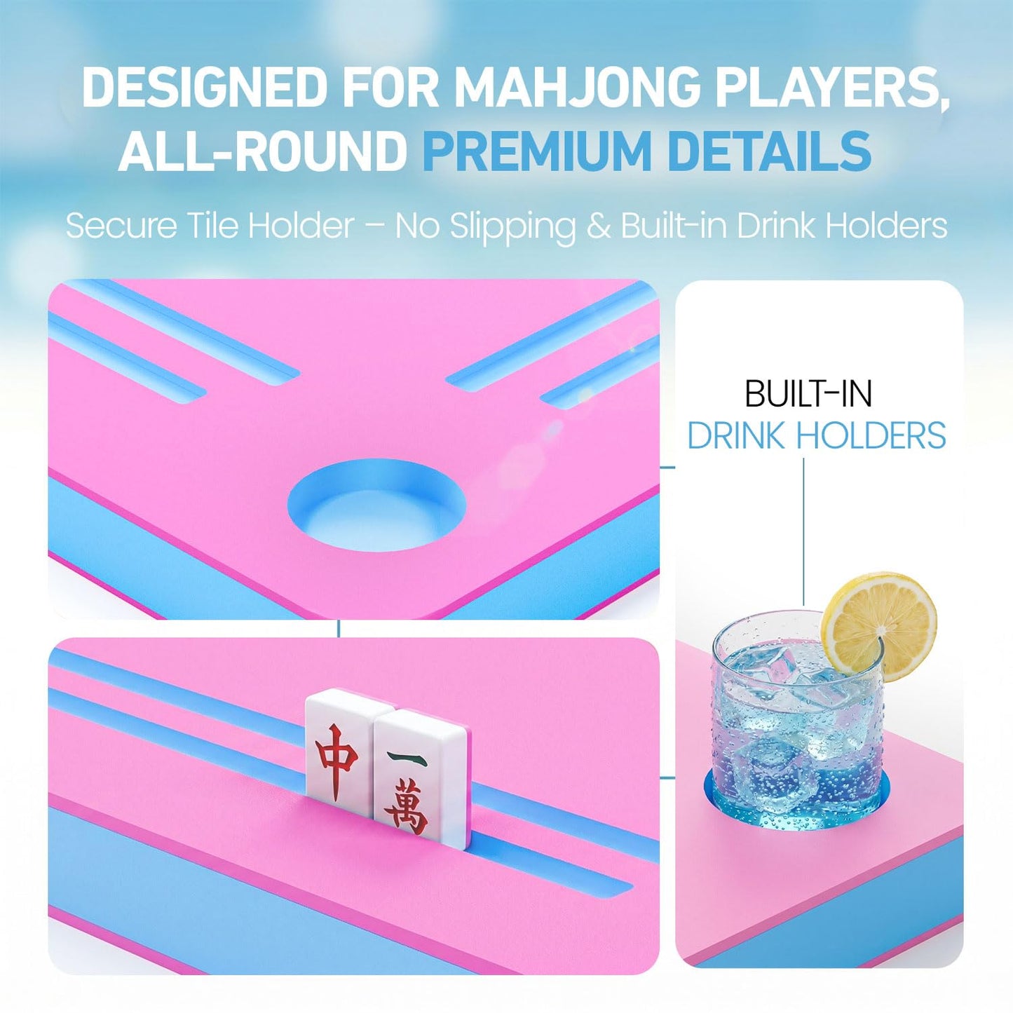 NUWJBYE Floating Mahjong Table for Pool, 32" Large Game Board for Swimming Pool, Hot Tub & Lake - Multi-Use Float Tray for Mahjong, Dominoes, Poker