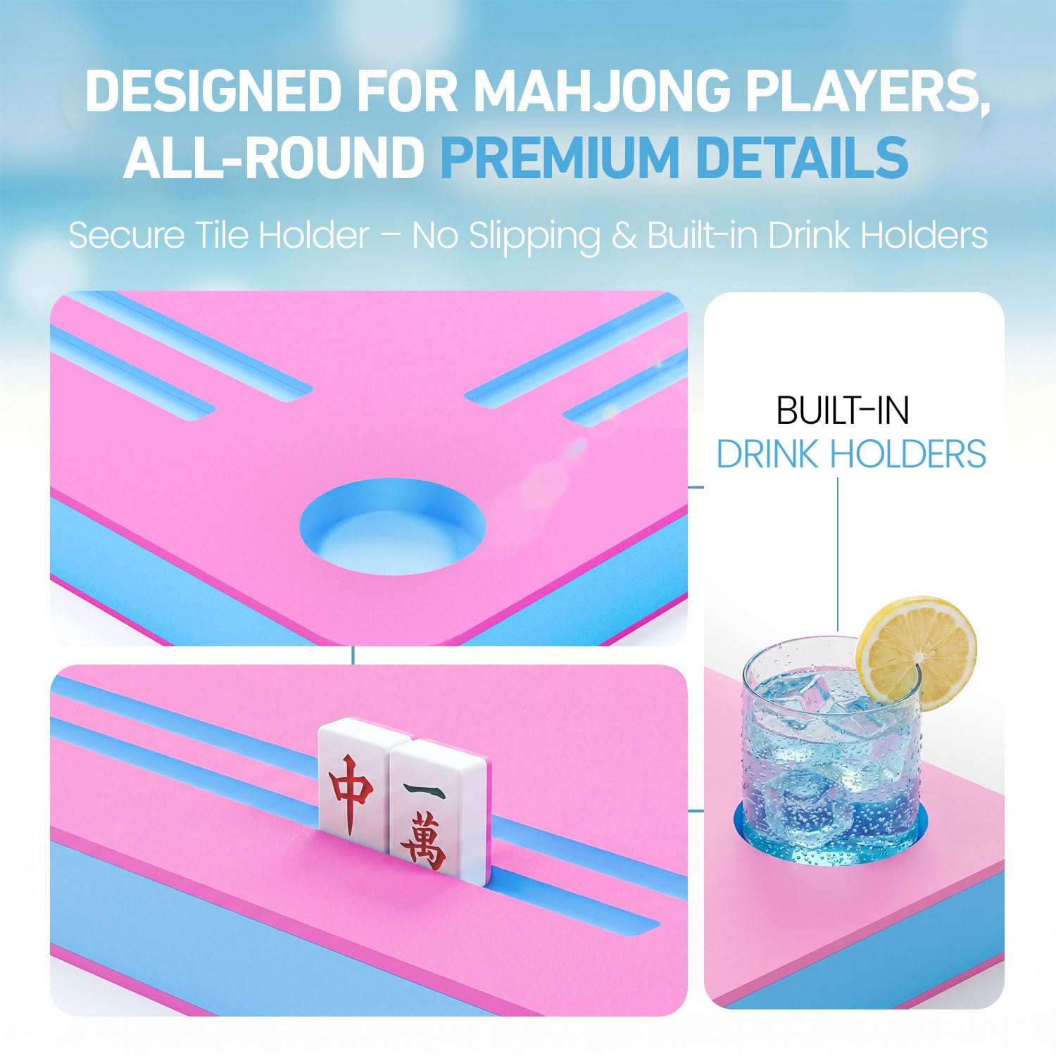 NUWJBYE Floating Mahjong Table for Pool, 32" Large Game Board for Swimming Pool, Hot Tub & Lake - Multi-Use Float Tray for Mahjong, Dominoes, Poker