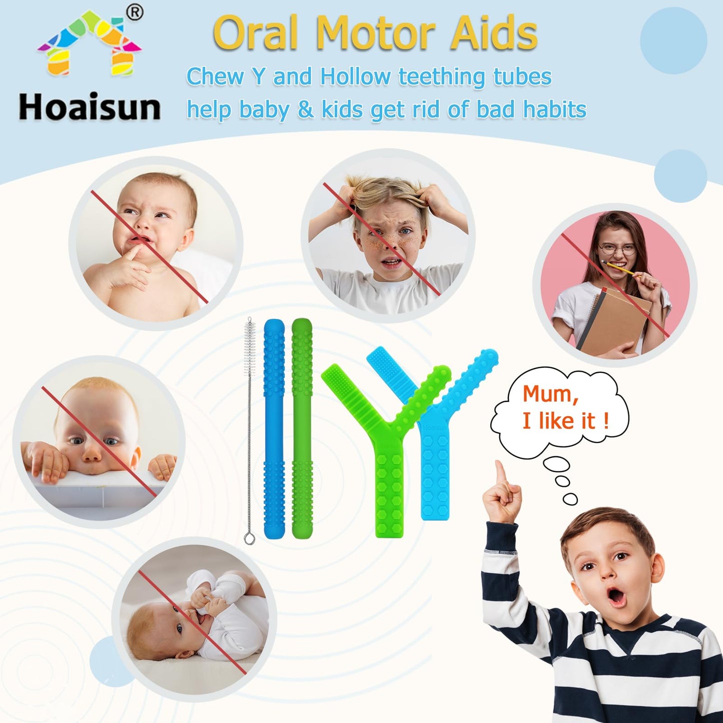 Sensory Chew Toys for Autistic Children 4 Pack, Silicone Teething Straws Toys for Autism, ADHD, SPD, Biting or Special Needs, Sensory Toys