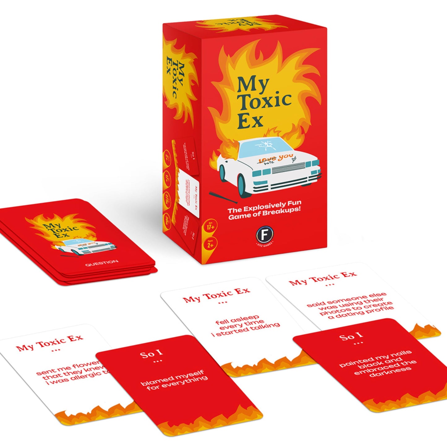My Toxic Ex Party Game - Turn Heartbreak into Humor with 275 Hilarious Q&A Cards and Dares, Great for Big Groups and Adult Game Night, Ages 17+, 2+