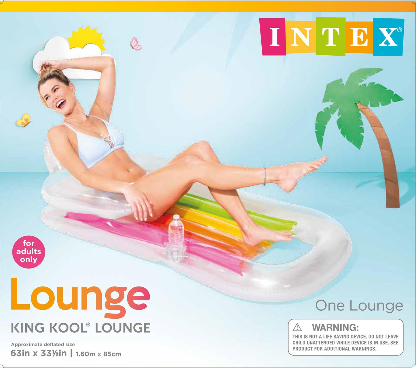 Intex King Kool 58802EP Inflatable Lounging Swimming Pool Float, Multi-Colored