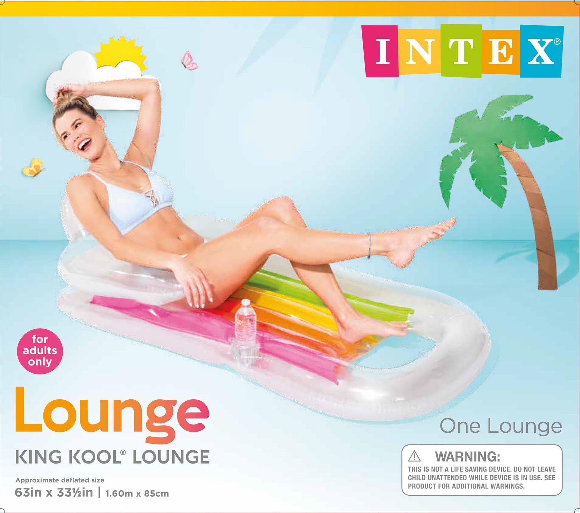 Intex King Kool 58802EP Inflatable Lounging Swimming Pool Float, Multi-Colored