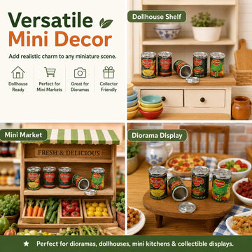 5Pcs Miniature Cans Dollhouse Kitchen Accessories, 1:12 Scale, Dollhouse Décor and Miniature Food
