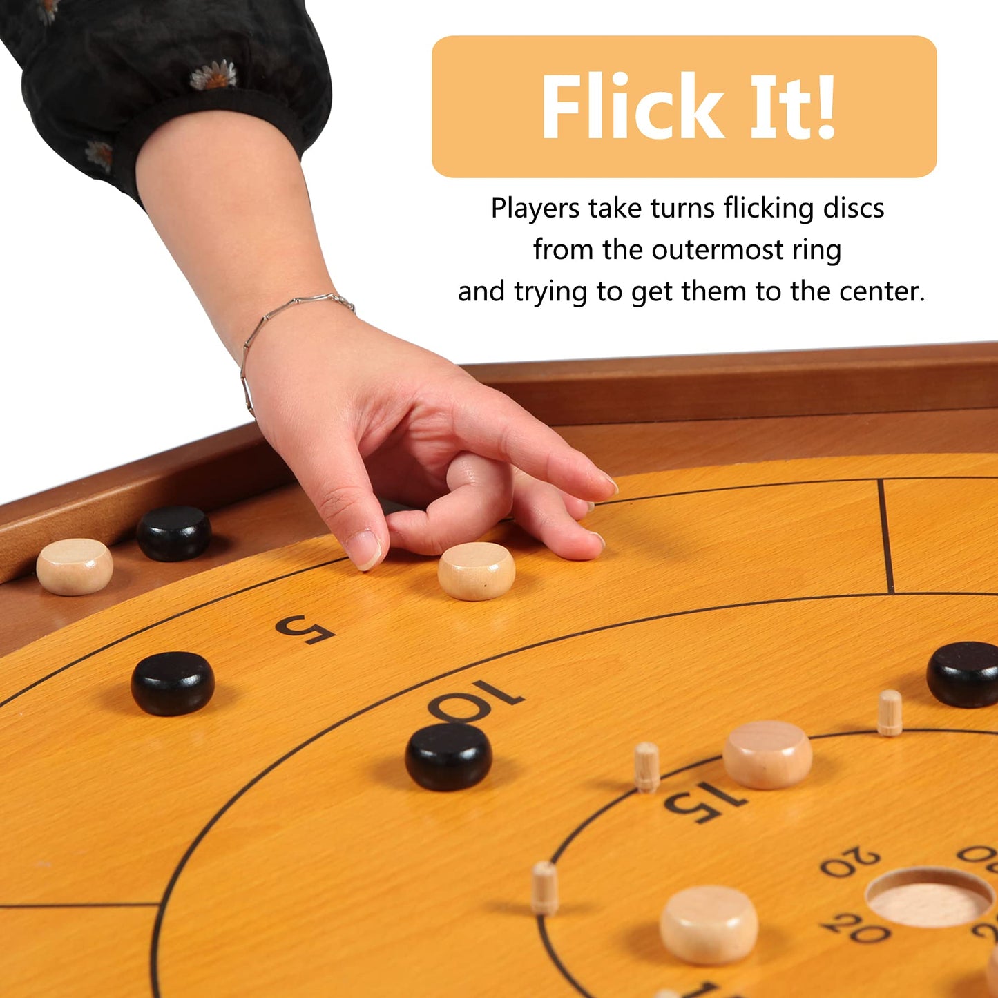 Tournament Crokinole and Checkers, 30-Inch Official Crokinole Board Game with 26" Playing Surface, Canadian Heritage Tabletop Game for Two Players
