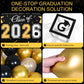 Picoway Graduation Decorations Class of 2026 ,Black and Gold Graduation Party Decorations include 4 Pcs Balloons Boxes with Letters, 110 Pcs Balloon