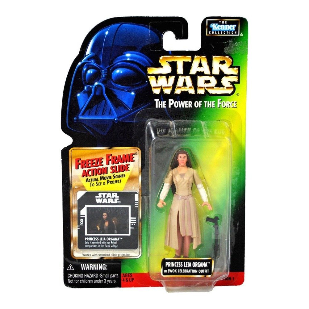 PRINCESS LEIA ORGANA IN EWOK CELEBRATION OUTFIT & FREEZE FRAME ACTION SLIDE Star Wars 1998 The Power of the Force Action Figure