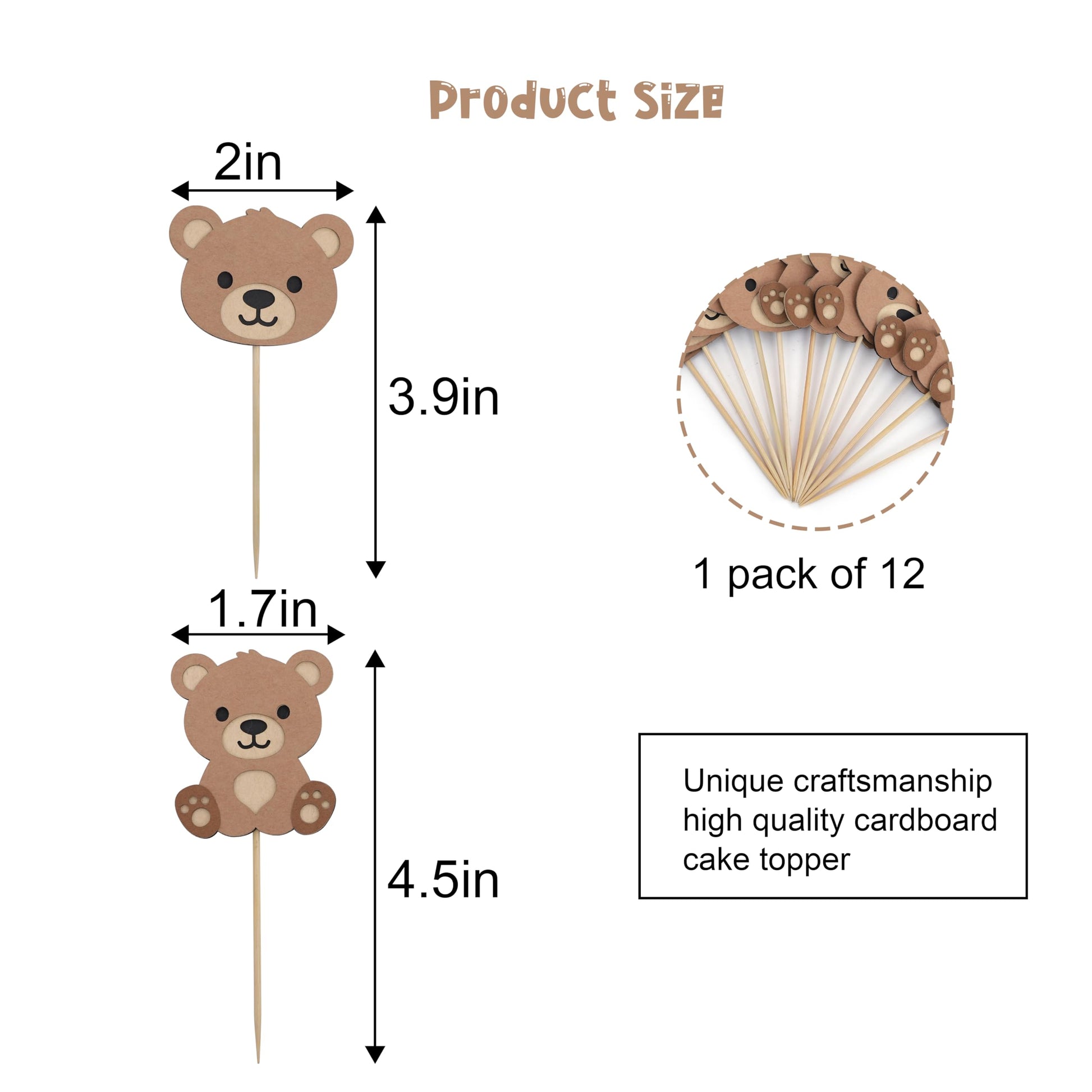 Beary First Birthday Cupcake Toppers,Bear 1st Birthday Decorations