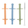 Nuby Sensory Silicone Tube Teethers - (3 Pack) Textured Infant and Baby Teether Toys - 3+ Months - Orange, Blue, and Green