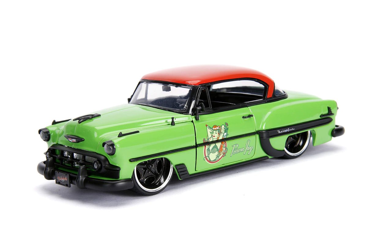 Jada Toys DC Comics Bombshells Poison Ivy & 1953 Chevy Bel Air Die-cast Car, 1:24 Scale Vehicle, 2.75” Collectible Figurine 100% Metal, Green