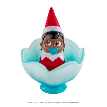 The Elf on the Shelf Frost Pips Mini Blooms Elf Baby Girl with Brown Eyes - Includes Frost Flower Cradle - for Ages 3 Years and Above