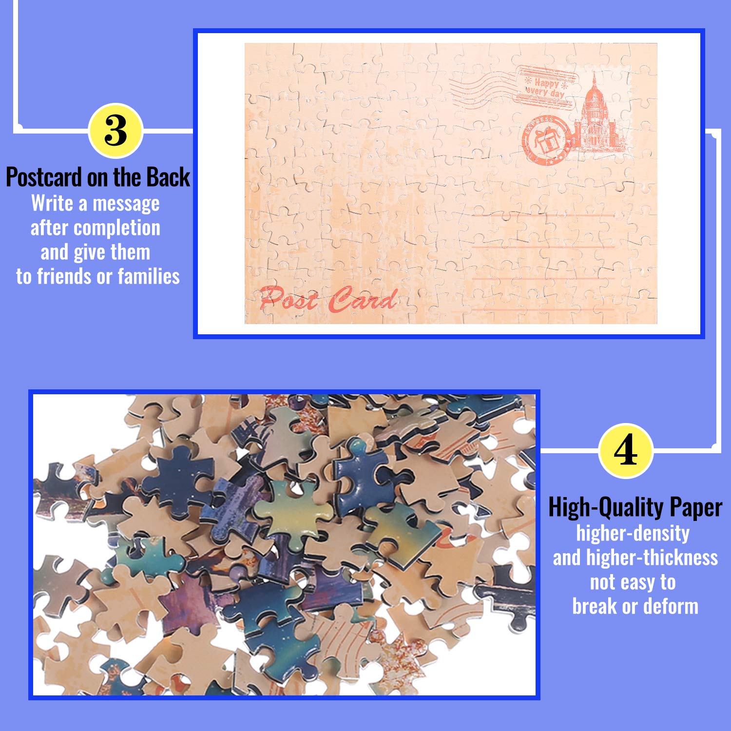 Small Jigsaw Puzzles for Adults 150 Pieces Mini Jigsaw Puzzles Challenging Castle Ukiyoe Sea Wave Tiny 6 x 4 Inches, 3 Pcs,Mini Easel Included
