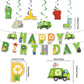 Diosnase Trash Truck Birthday Decorations, Garbage Truck Party Supplies for 20 Guests with Banner, Hanging Swirls, Tablecloths, Plates, Napkins