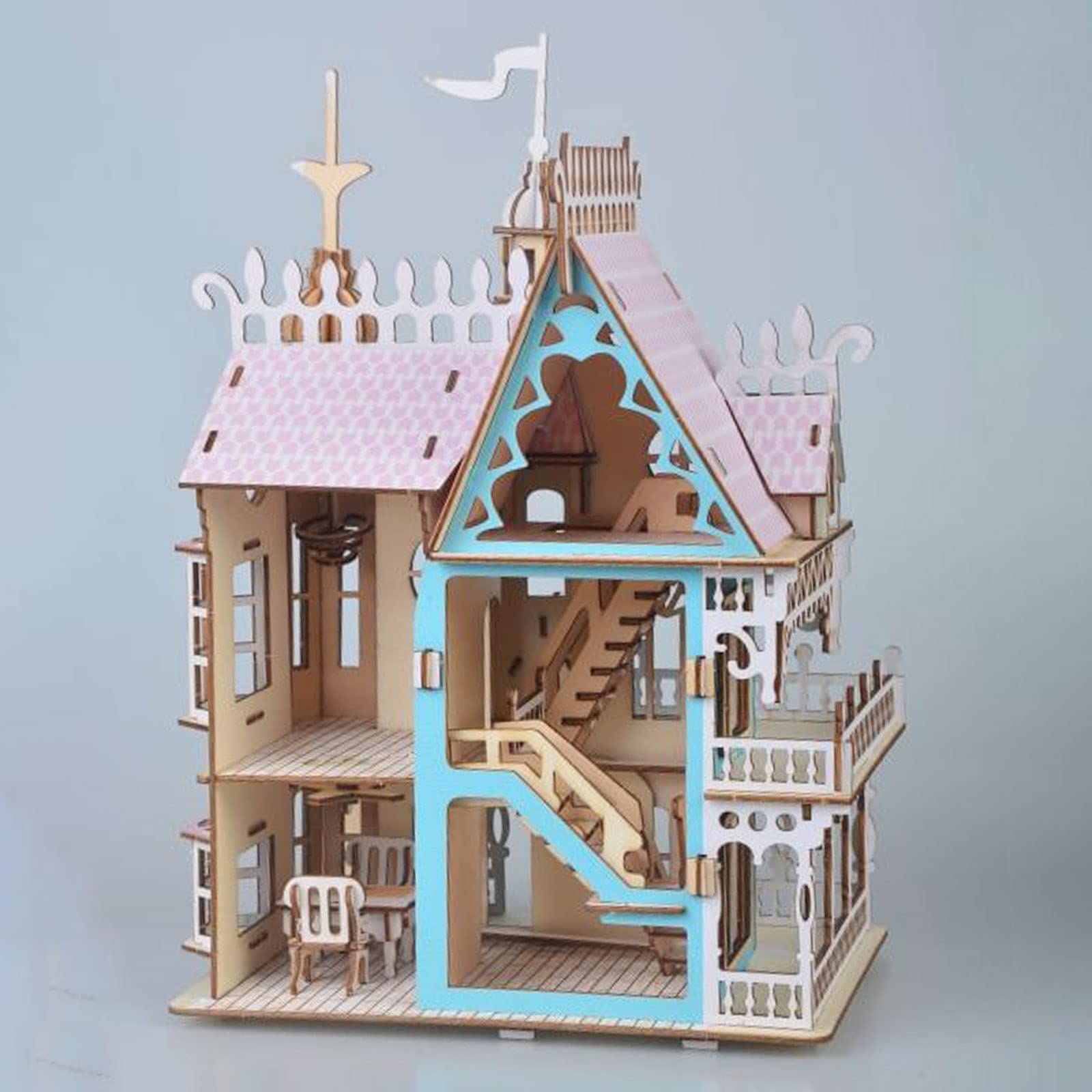 3D Puzzle Dollhouse for Kids, 3D Jigsaw Dollhouse Puzzle for Girls - Educational Paper Craft Toys for Game Xmas Birthday Easter Gifts, Easy
