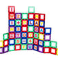 Playmags Magnetic Tile Building Set: Exclusive Educational Clickins - 80-Pc. Kit: 40 Super Strong Clear Color Magnet Tiles Windows & 40 Letters
