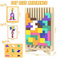 Wooden Block Puzzle Montessori Toys, Colorful Stacking Game Brain Teaser Puzzles for Toddlers and Kids with 20 Cards, Educational Wooden Toy Gifts