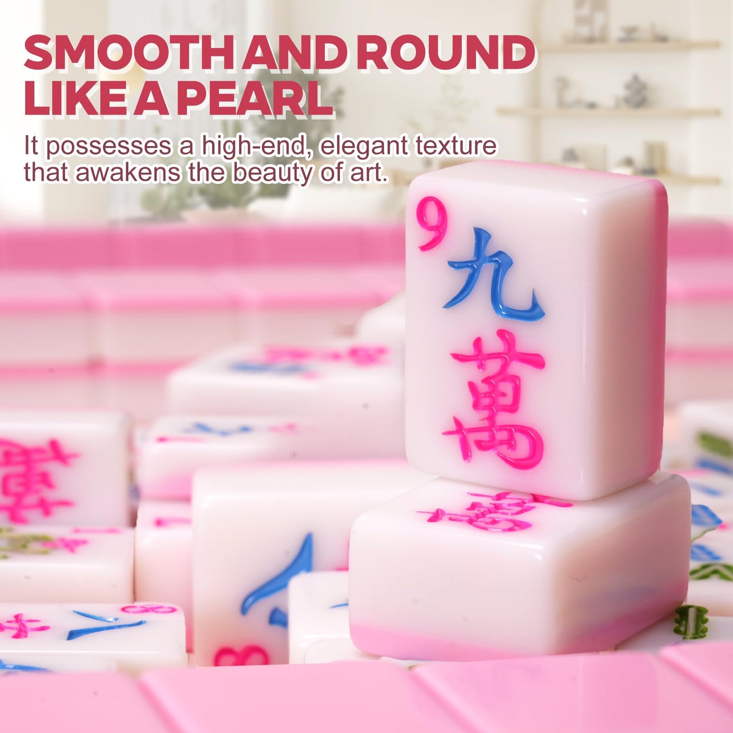 MJDYTYT 1.2-inch Premium Pink American Mahjong Tile Set. Made of Durable and Sturdy Melamine. Perfect for Multiplayer Games, on-the-go Gaming,