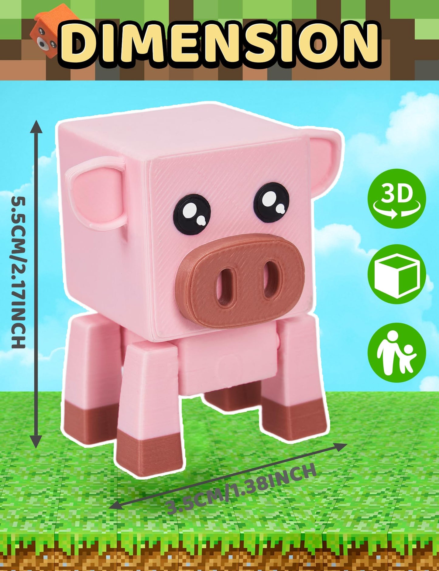 Aousin 3D Printed Animals, Adorable Desk Pets for Desk Decor Gifts (Farm Animal)