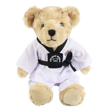 Houwsbaby Taekwondo Teddy Bear Stuffed Animal Karate Bear Martial Arts Plush Toy Adorable Gifts for Taekwondo Kids Black Belt Presents for Girls
