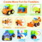 Yiosion Push and Go Friction Powered Cars Construction Vehicles Toy Set Tractor Bulldozer Mixer Truck Dumper for 1 2 3 Year Old Baby Toddlers Boys