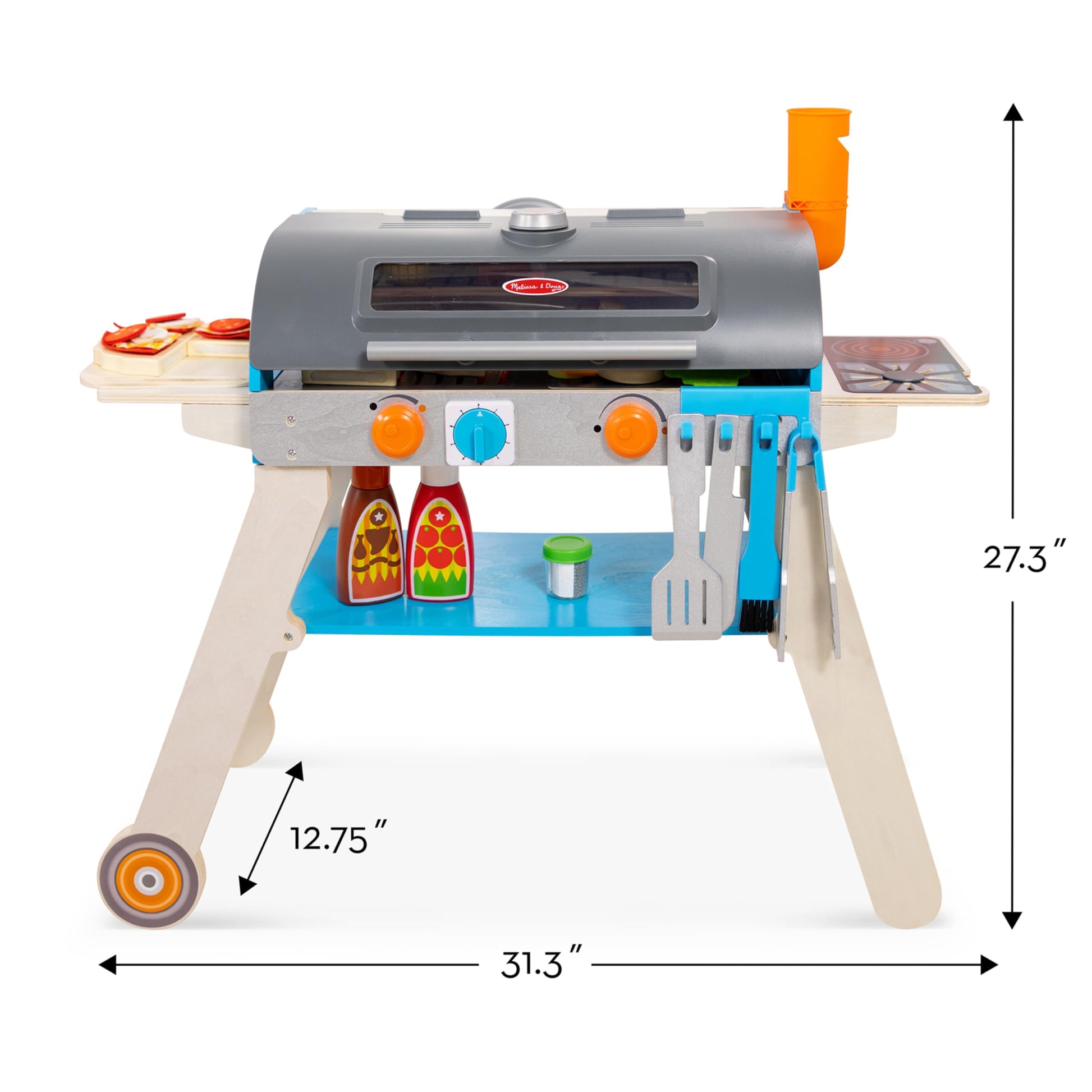 Melissa & Doug Deluxe Wooden Barbecue Grill & Smoker with Toy Food