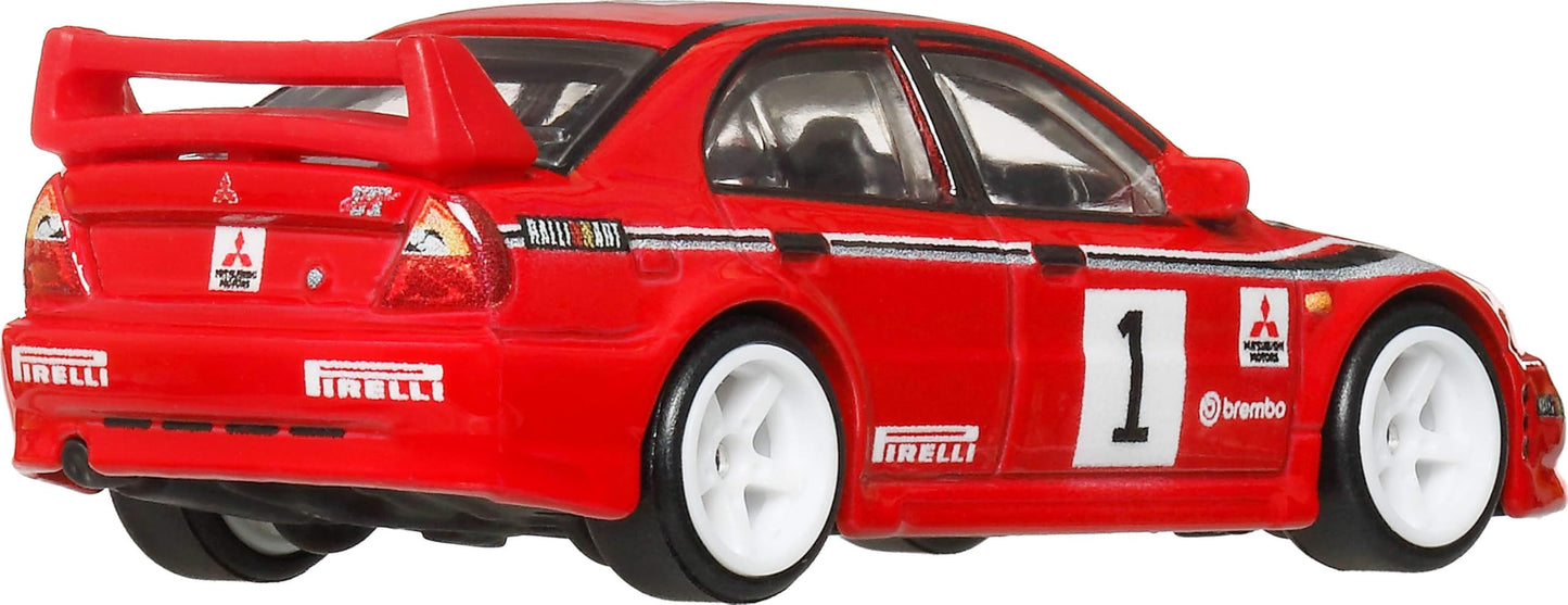 Hot Wheels Car Culture Premium 1:64 Scale Die-Cast Toy Mitsubishi Lancer Evolution VI with Real Riders Tires & Metal/Metal Body & Chassis, Thrill