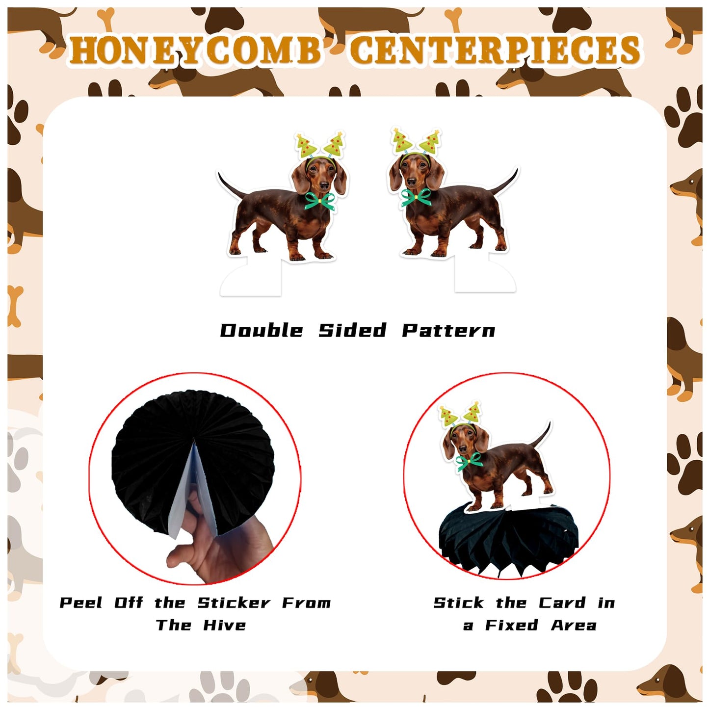 9 PCS Dachshund Honeycomb Centerpieces Table Decorations Dachshund Table Centerpieces for Dachshund Dog Party Supplies Birthday Party Decorations