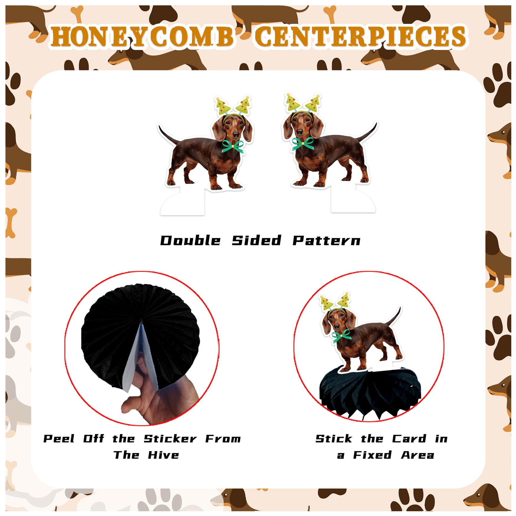 9 PCS Dachshund Honeycomb Centerpieces Table Decorations Dachshund Table Centerpieces for Dachshund Dog Party Supplies Birthday Party Decorations