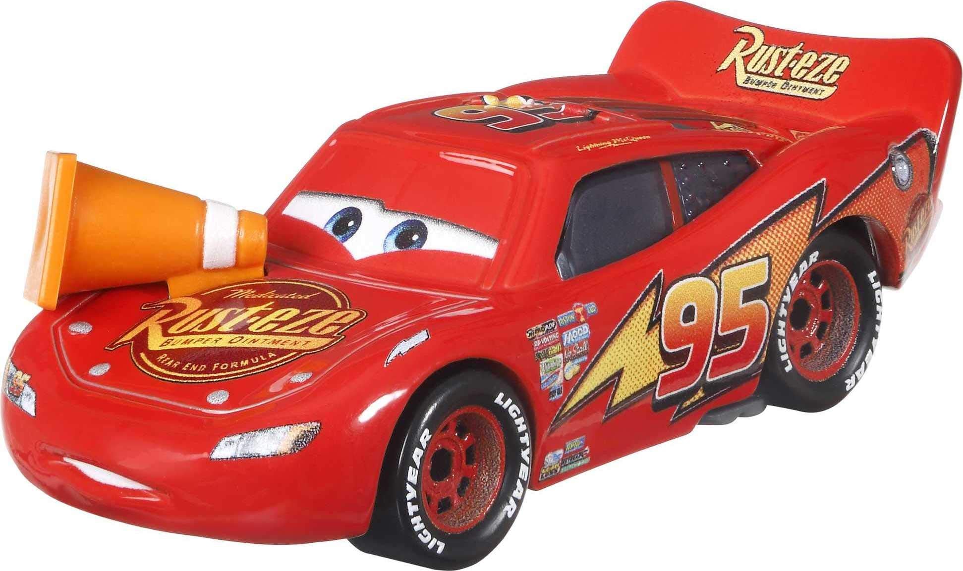 Disney Car Toys Lightning McQueen with Cone, Miniature, Collectible Racecar Automobile Toys Based on Cars Movies, for Kids Age 3 and Older, Multicolor