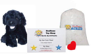 Stuffems Toy Shop Make Your Own Stuffed Animal Mini 8 Inch Plush Shadow the Black Labrador Dog Kit - No Sewing Required!