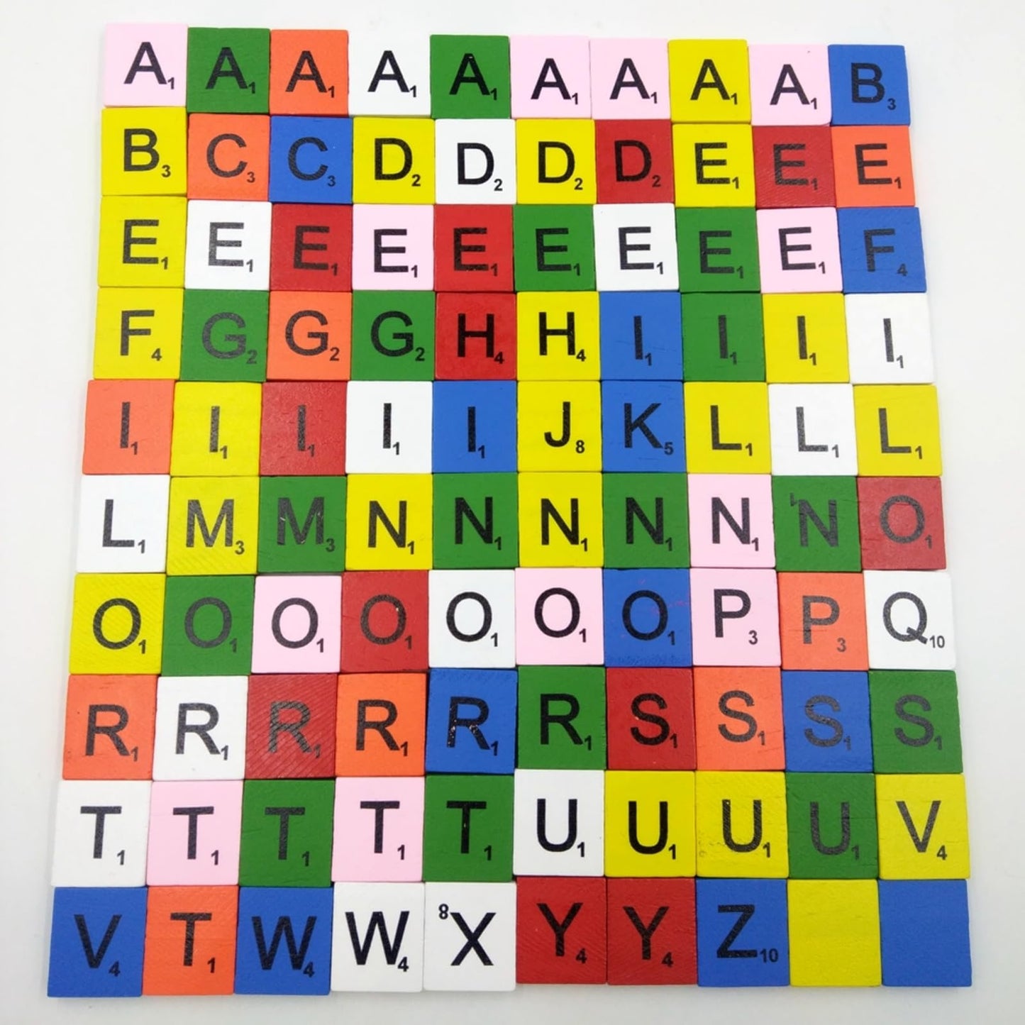 TMEEIHNSS 100Pcs Wooden Alphabet Tiles Replacement Letters for Scrabble Board Games, Wedding Frame and Wall Art (100) (Colorful(Capital Letters))