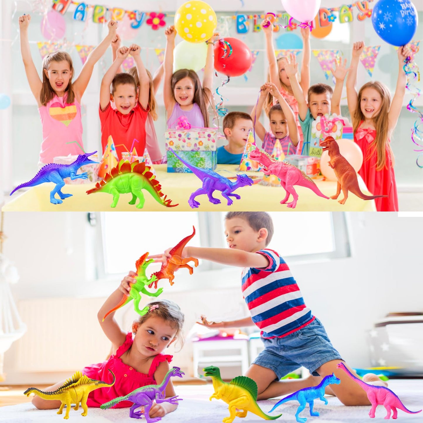 GIDGOD Dinosaur Figures for Toddlers Kids Toys 7 inch Jumbo Figure Educational Mini Small Animal Toy,Cake Decoration Dinosaur Girls Boys Gift Party