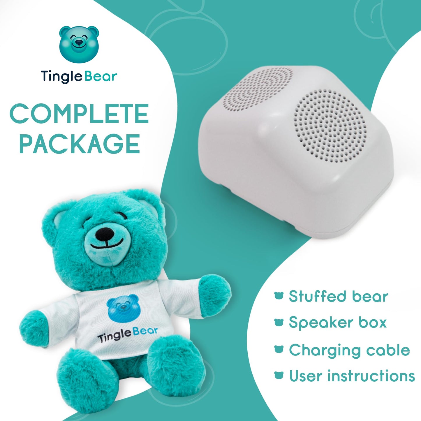 Tingle Bear The Original ASMR Teddy Bear - Super Soft Stuffed Toy & Relaxation Aid for Kids & Adults - Teddy Bear with Bluetooth Speaker to Play Any