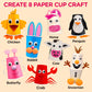 Arts and Crafts for Toddlers & Kids Ages 3-5 - Paper Cup Craft Kit, 8 Animal Projects - Fun Preschool Activity for Girls & Boys