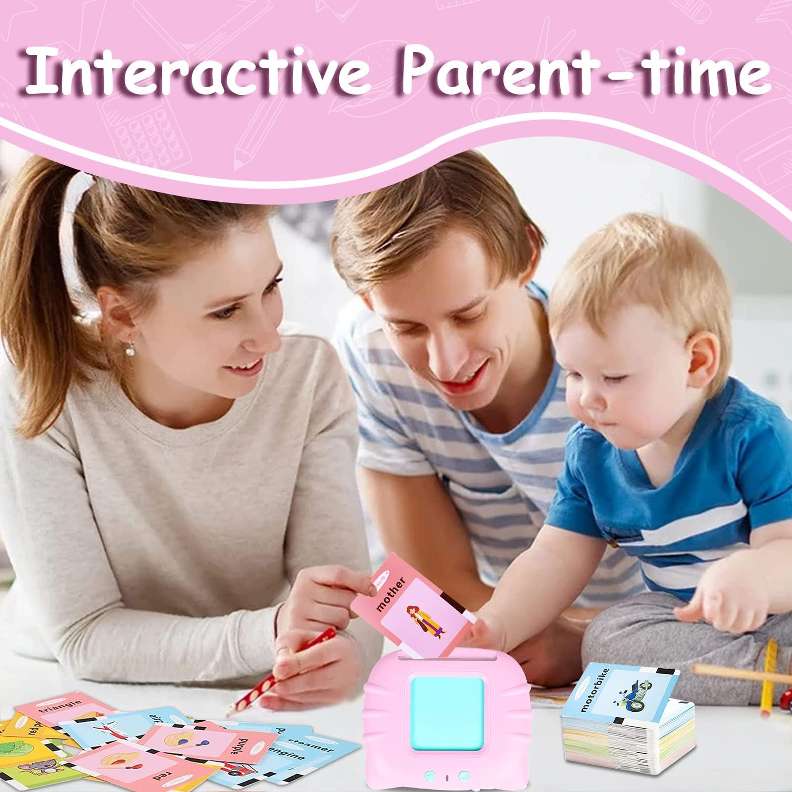 Toddler Talking Flash Cards for 1 2 3 4 5 Year Old Boys and Girls - Language Sensory Learning Device with 224 Sight Words - Montessori,Pocket Speech