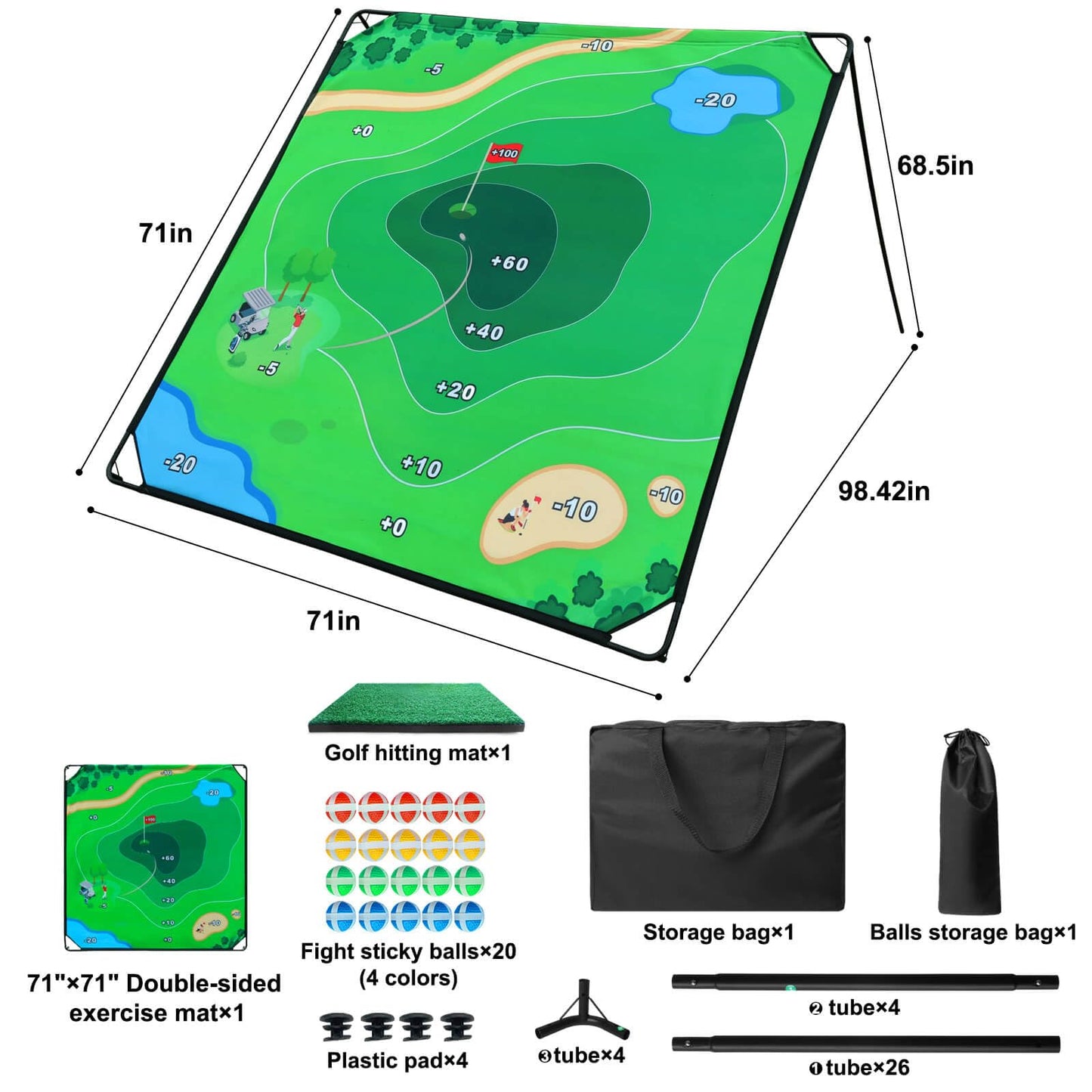 KEMLDIVS Golf Chipping Game Set, 71"x71" Sticky Golf Game with Sticky Balls