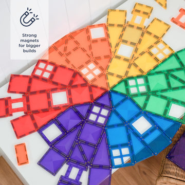 CONNETIX Magnetic Tiles Rainbow Creative Pack, 102 Pieces