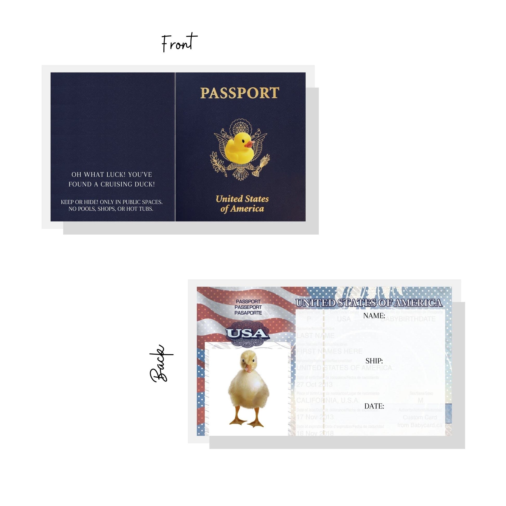 Passport Cruising Ducks Tag for Cruise Ship Game Attach to Rubber Sailing Duck | 50 pk | Mini 2 x 1.75” Hole Punch & Fold DIY Cruise Line Carnival