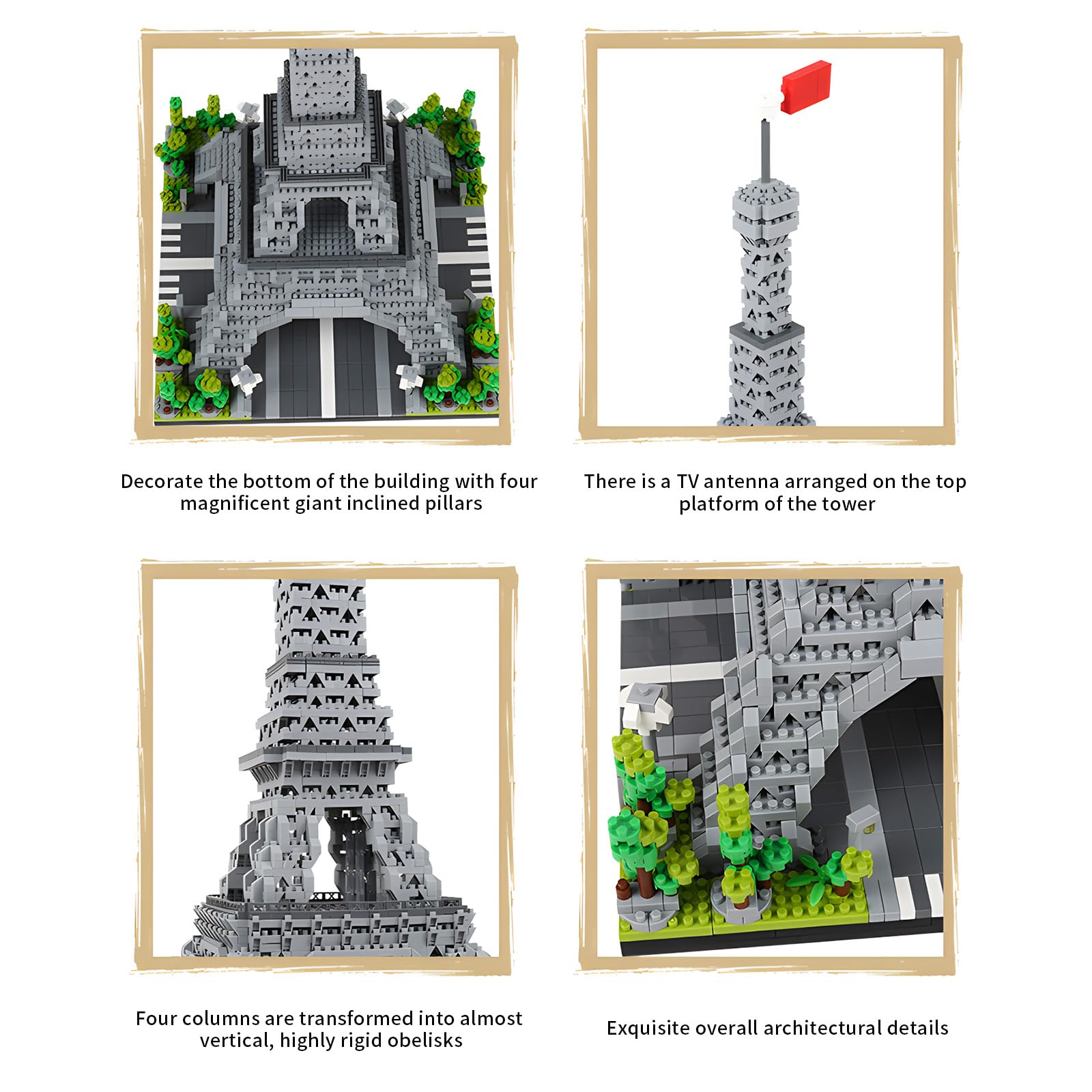 CSNRHG Paris Eiffel Tower World Famous Architectural Model Micro Building Blocks Set 3350 Pieces 3D Puzzle Toys Gifts for Kid and Adult
